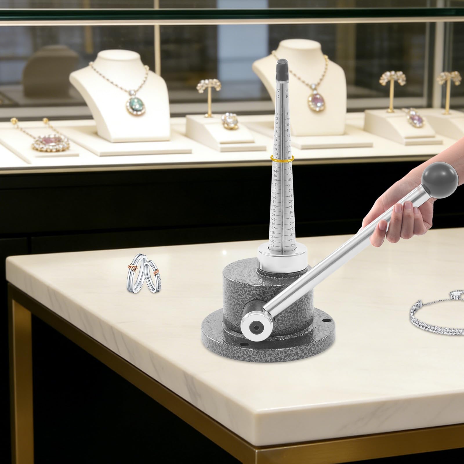 Anello estensore ad anello, telaio espansore per macchina gioielli, anello in acciaio, strumento per ingrandire l'anello, strumento di riparazione per la regolazione della dimensione, per gioiellieri