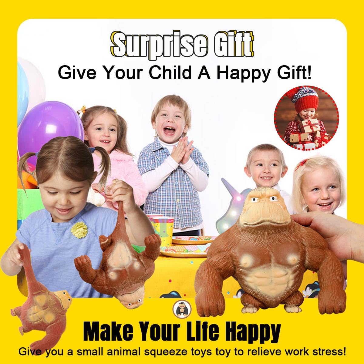 YHan Trending Stretchy Monkey Toy, Stretch Gorilla Toy, Kids Adult Stress Relief Squishy Toys Anxiety TikTok Gift Idea Stretch Gorilla Funny (Large)