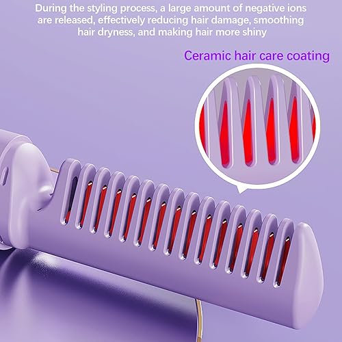 Miniatura 7 de Inicio Portable Hair Straightening Comb Inalámbrico Plancha de pelo Rizador de Carga Pequeña Viaje Portátil, Compras en Línea, Alisar Cepillo,