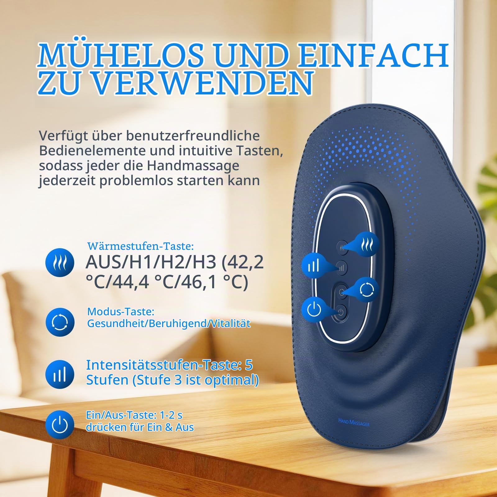 Handmassagegerät Schnurloses mit Wärme & Kompression,Handmassagehandschuh mit 3 Modi,3 Intensitäten & 3 Wärmetherapien zur Linderung von Arthritis-Karpaltunnel Schmerzen,Geschenke für Frauen,Männer