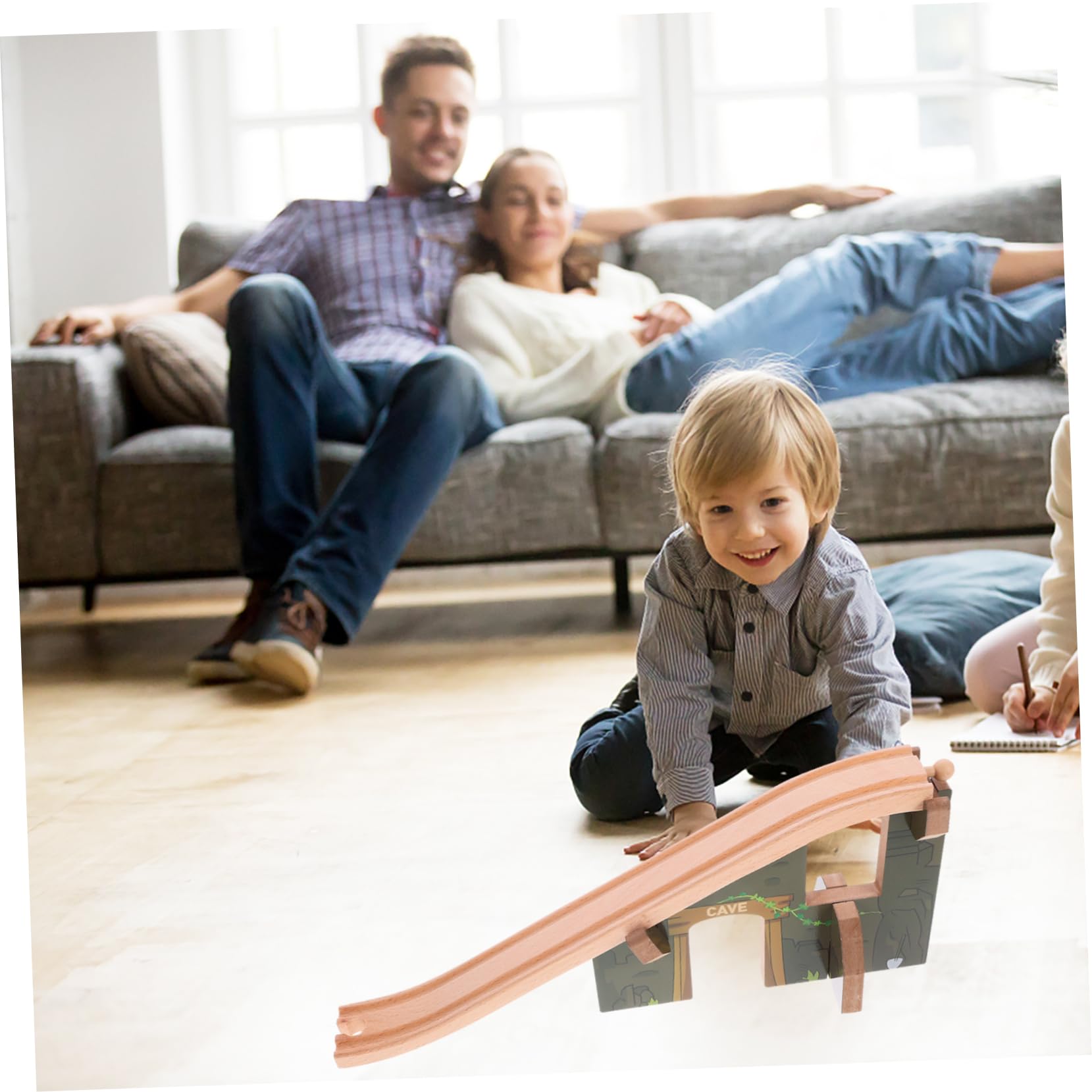 Toddmomy Portable Track Bridge Toy Boys and Girls Train Track Bridge Educational Wooden Railway Set