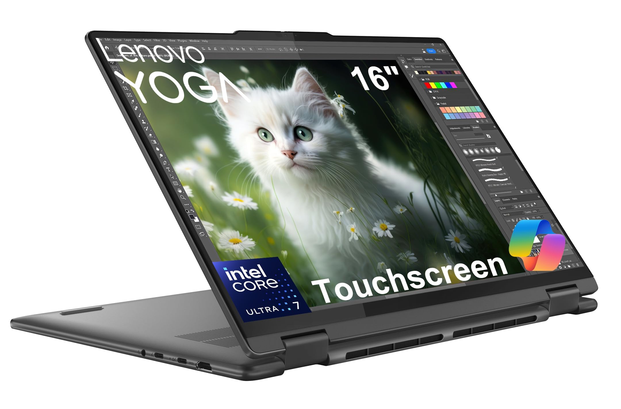 Lenovo Yoga 7i 2-in-1 AI Business Laptop (16" FHD+ Touchscreen, Intel Ultra 7 155U (Beat i7-1355U), 16GB DDR5 RAM, 1TB SSD) Backlit, FHD IR Webcam, Fingerprint ,Thunderbolt 4, Win 11 Home, 2025 AI PC