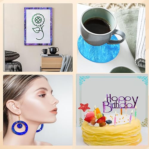 Miniatura 6 de Hoja acrílica nacarada con purpurina para corte láser de 12 x 8 pulgadas, hoja de plástico perlado con ondas de agua brillante de 18 de grosor,