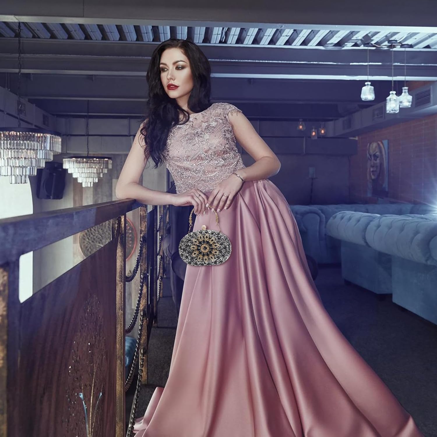 Rhinestone Evening Clutch Purses for Women Evening Weddings,Party Purses Crystal Diamond Glitter Sparkly Handbag - Image 2