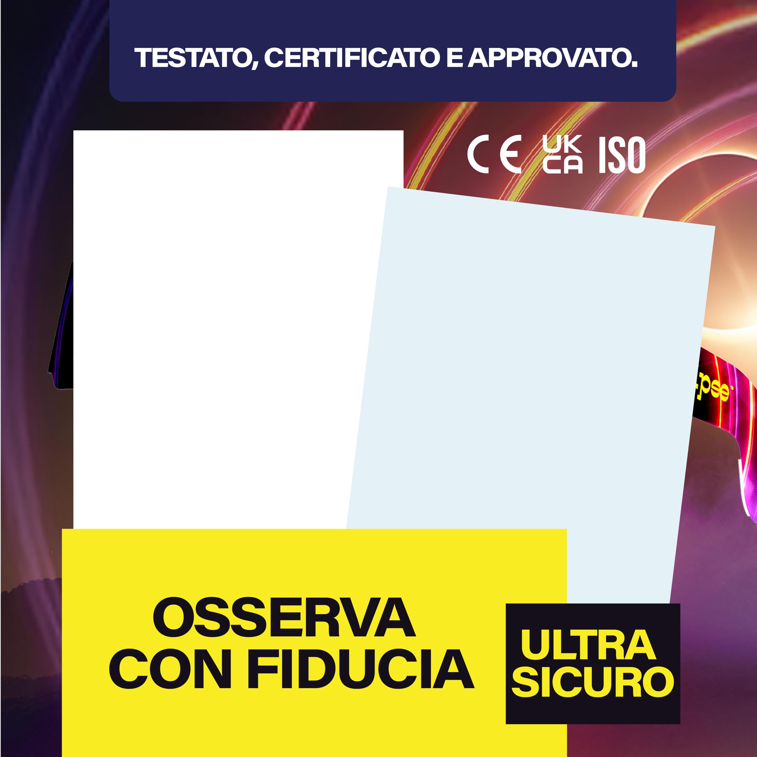 exclipse Occhiali per Eclissi Solare – Certificati ISO 12312-2 e CE & UKCA, Protezione Sicura per Osservazione del Sole, AAS 2026, Confezione Multipla