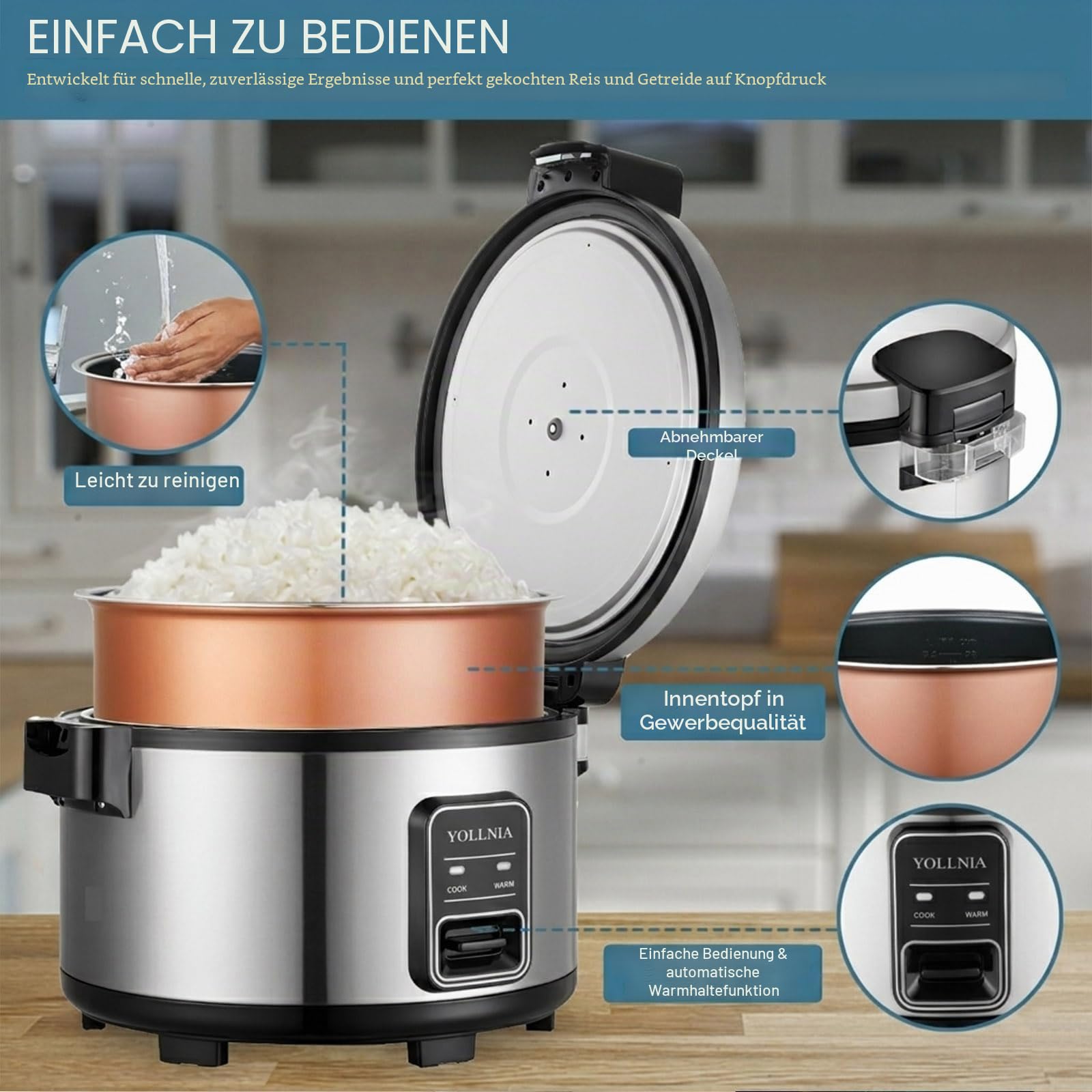 11L Liter Gewerblich Reiskocher für 20-25 Personen