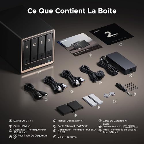 UGREEN NASync DXP4800 GT 4-Bay Desktop NAS, AMD Ryzen R2514, Dual 10GbE, 8GB DDR4 RAM (bis 64GB), ECC-Support, U.2 & M.2 Slots, für Creator, Teams & Zuhause (Diskless) - 10
