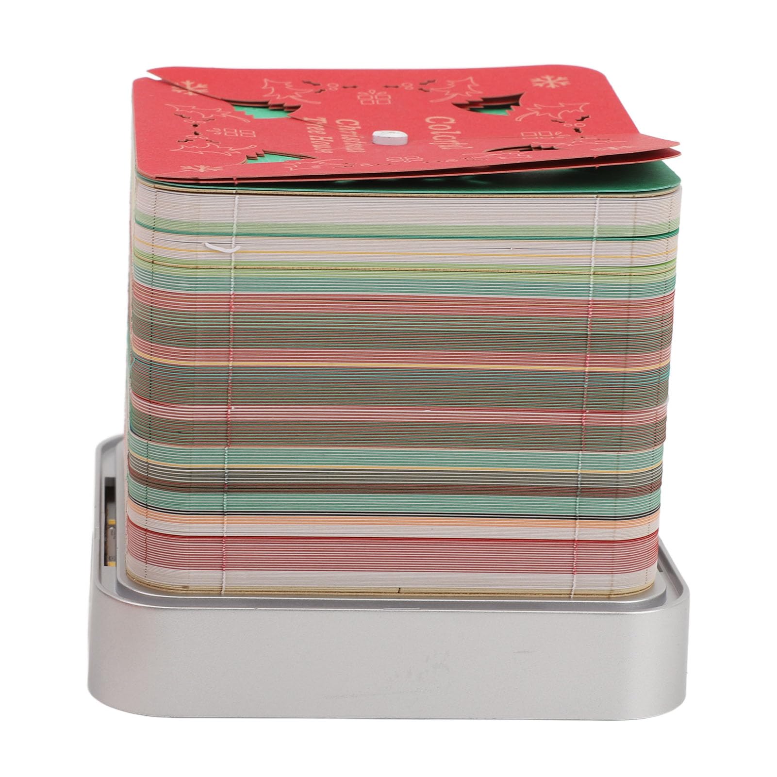 Bloc-notes 3D en forme de maison d'arbre de Noël, bloc-notes artistique avec calendrier 2026 pour décoration de bureau et espace de travail, papier plastique 9,8 x 9,8 x 8,8 cm