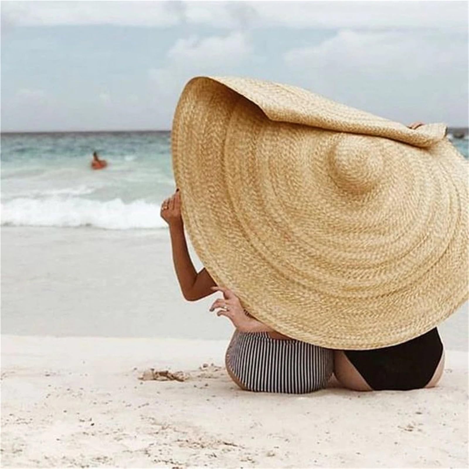 Sombrero de paja para el sol, protección de playa de verano, ala ancha, plegable, de gran tamaño, plegable, sombrero, sombrero, sombrero, sombrero, paja