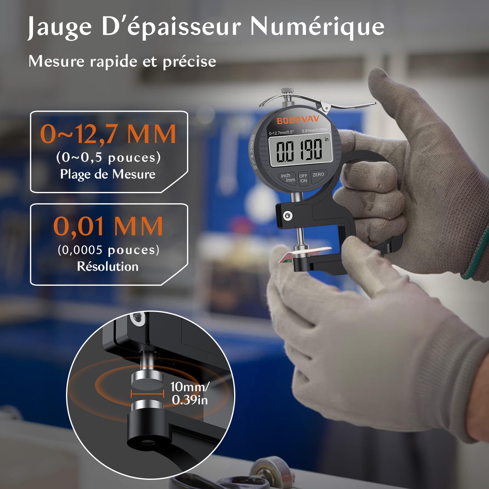 Jauge D'épaisseur Numérique Pour Papier, Cuir, Tissu, Fil Métallique Outil De Mesure Plage De Mesure 0-12,7 Mm, Précision : 0,01 Mm Jauge D'épaisseur En Pouces/métrique
