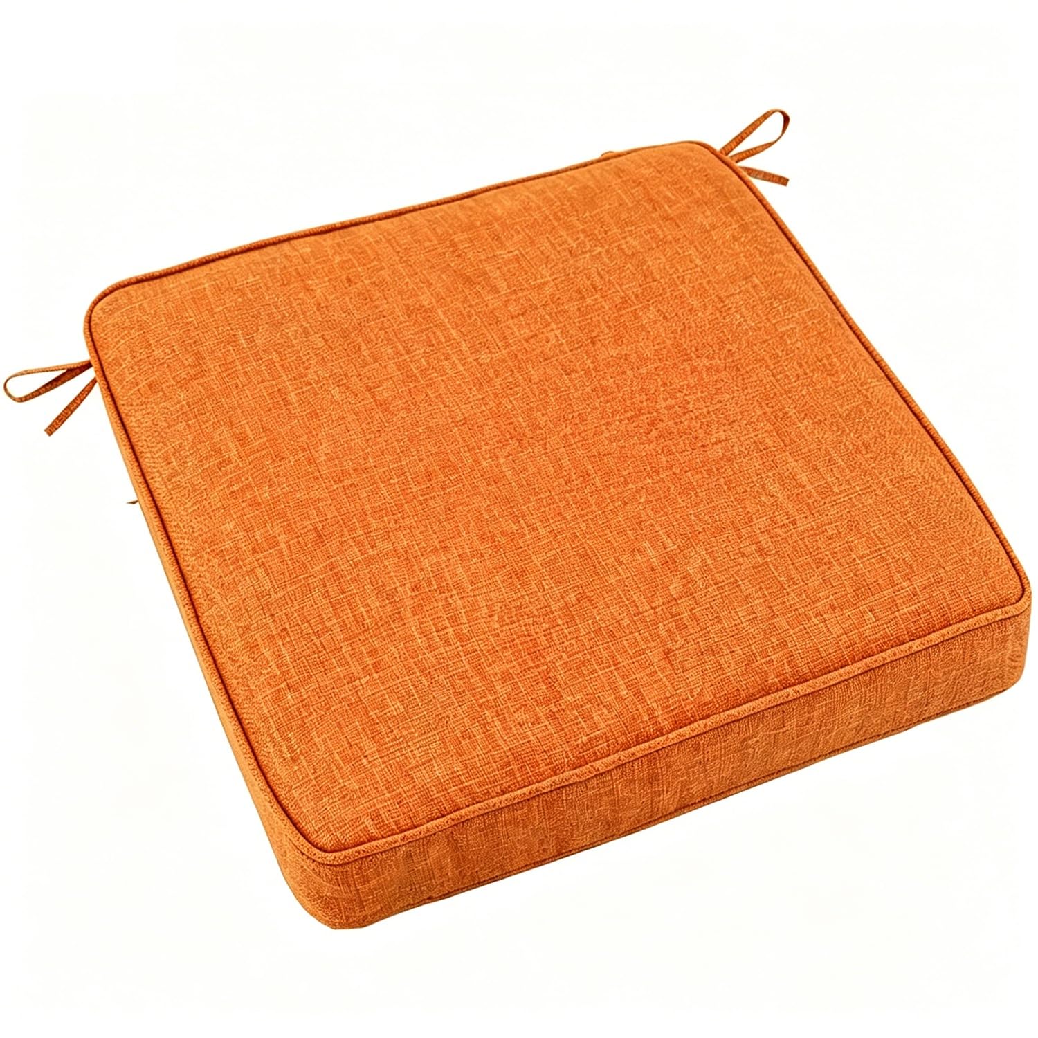 PLCIVSA Square Seat Cushions 25×25/30×30/45×45/50×50cm for Kitchen Chairs/Dining/Office,Memory Foam Chair Pads with Ties & Non-Slip Bottom,Washable Removable(Orange,25x25x5cm)