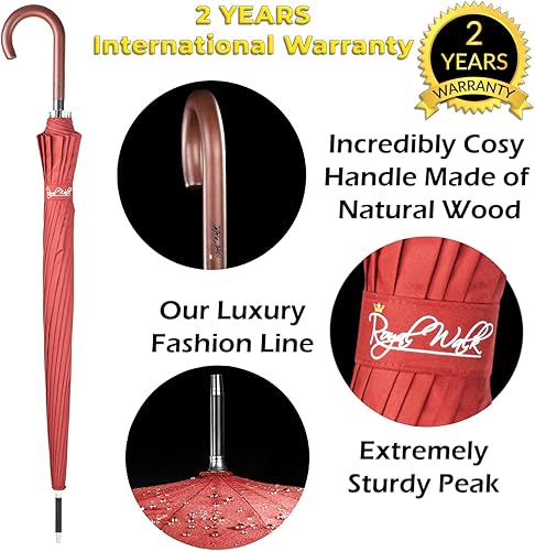 Miniatura 2 de Royal Walk Paraguas grande resistente al viento para lluvia de 54 pulgadas, apertura automática para 2 personas, resistente al viento, paraguas de