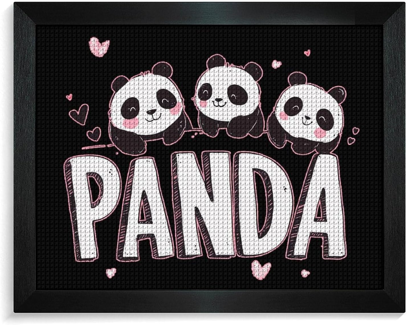 Cute Panda Printed Diamond 5D Painting Kits DIY Full Drill Crafts for Home Wall Decor 16x20 Inch White Wood 50 * 40cm