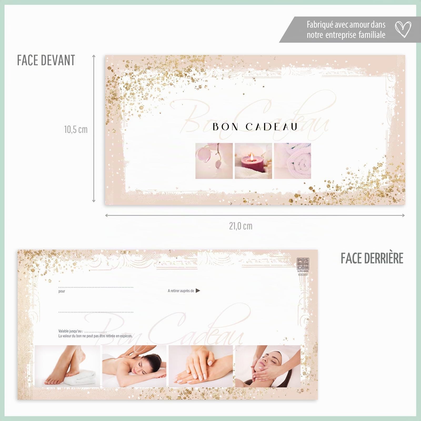 POS BON - 25 formulaires pour créer vos propres bons cadeaux pour le massage et d'autres entreprises KS9285F-0-25-V2