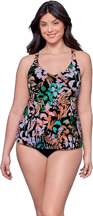 Aqua Green Womens Full Coverage Supportive Y-Back Swim Tankini Top