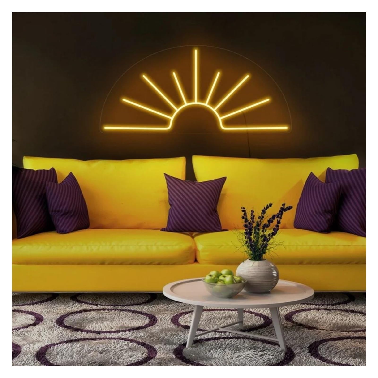 LEMST Sign Lamp Sun Neon Signs USB Powered Neon Lights Suitable for Bistro Man Cave Party Decor Glow Sign 38.5cm(Yellow)