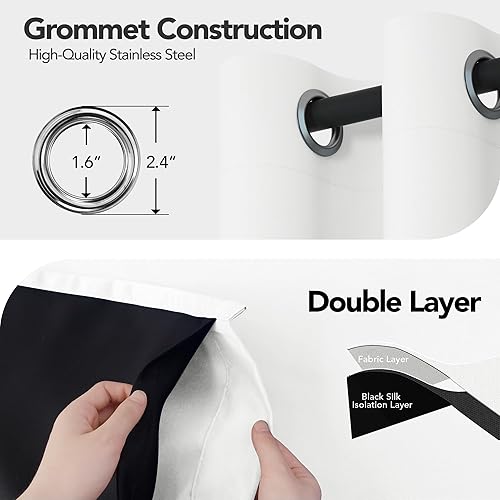 Miniatura 6 de Deconovo cortinas blackout 100 % con forro totalmente negro con aislamiento térmico de doble capa, oscurecimiento de la habitación, ahorro de