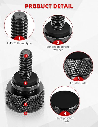 Miniatura 4 de Amazicha Tornillo de asiento negro de acero inoxidable de instalación rápida de 14 "-20 compatible con Harley Touring Softail Sportster Dyna Street