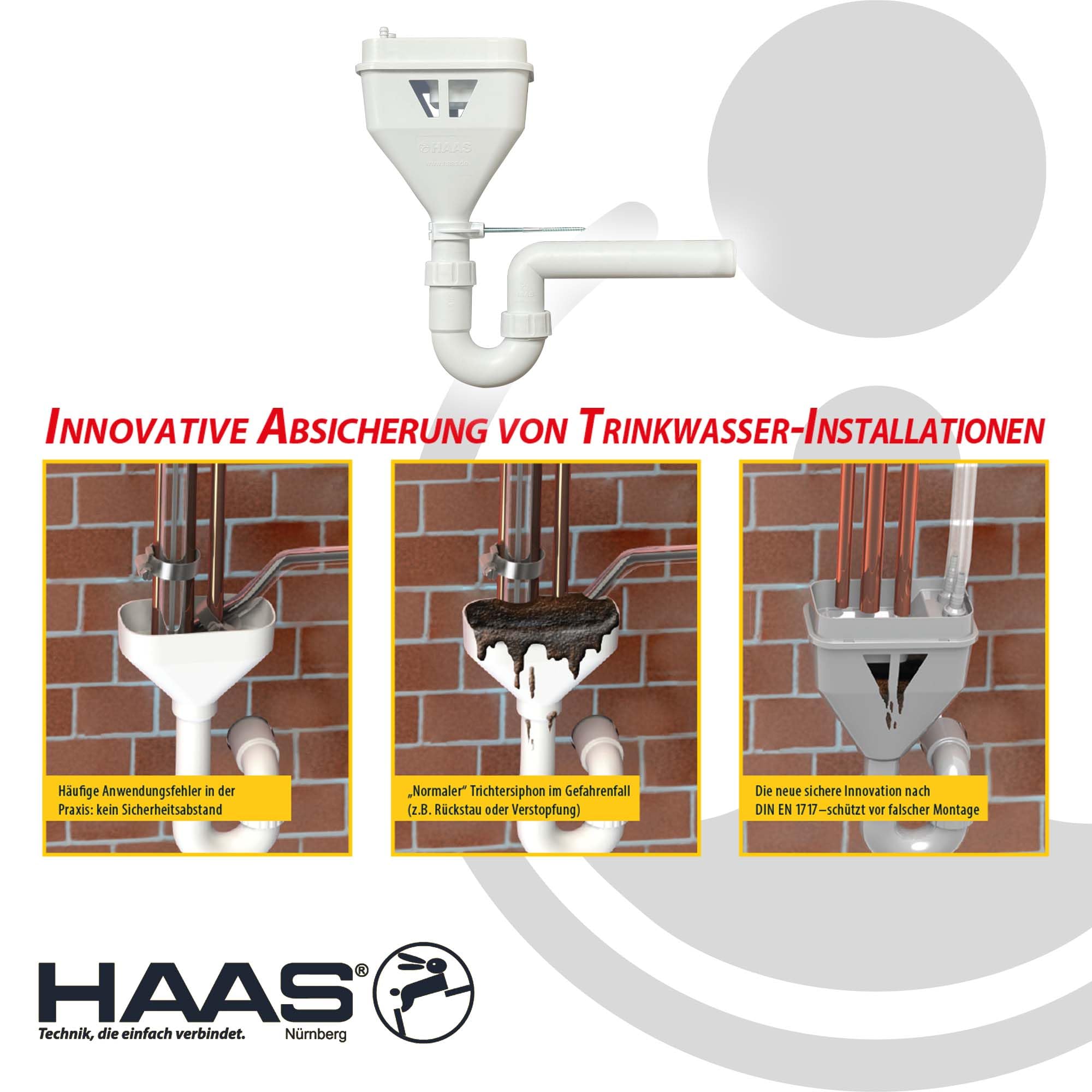 HAAS MULTITRI zamknięcie kulowe - syfon lejkowy DN 40, do zaworów/kondensatu/klimatyzacji/ogrzewania typ 6782