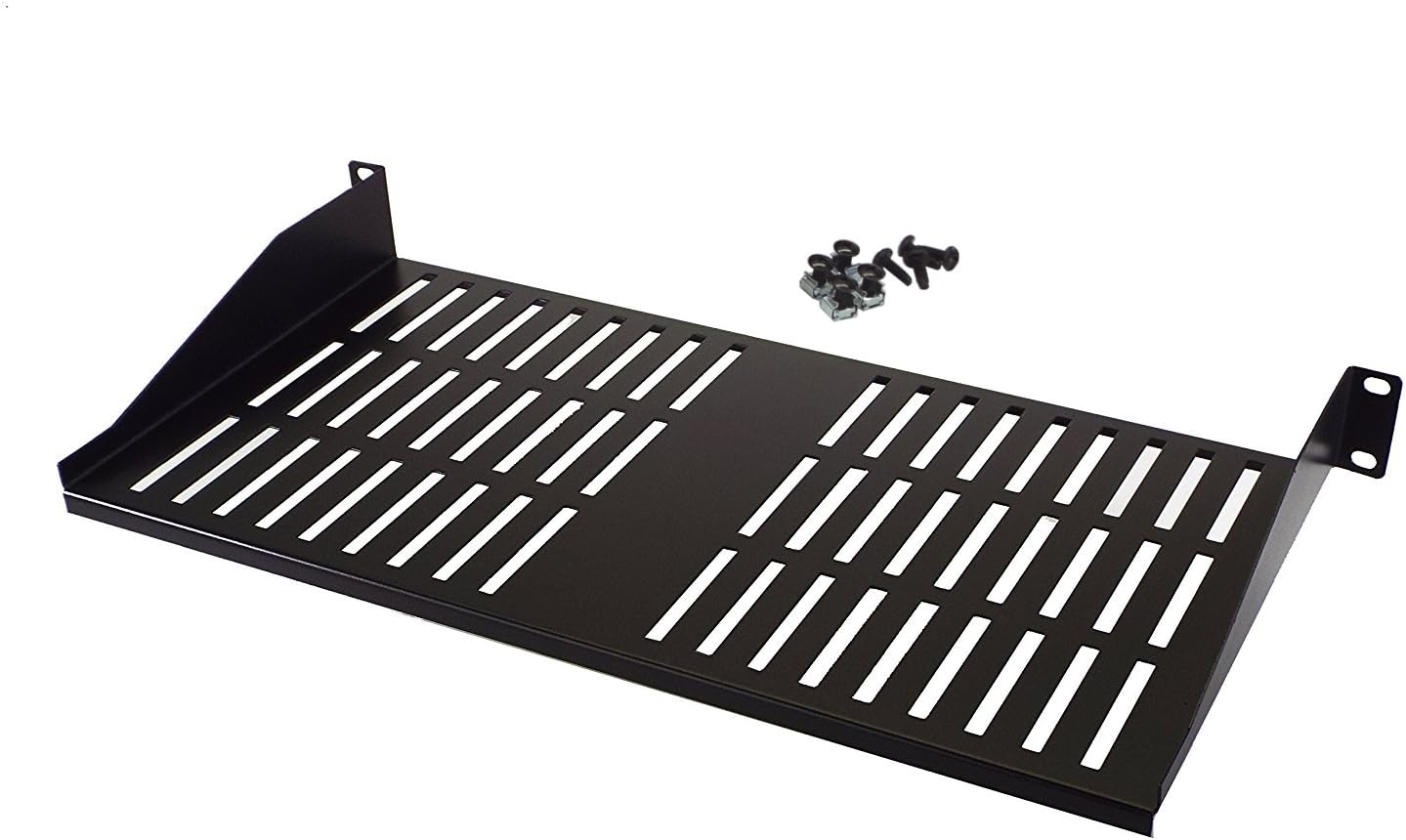 1U Rack Shelf - 9" Deep - Steel - Vented Rack Shelf - Rack Mount Shelf - Server Rack Shelf - Cantilever Shelf