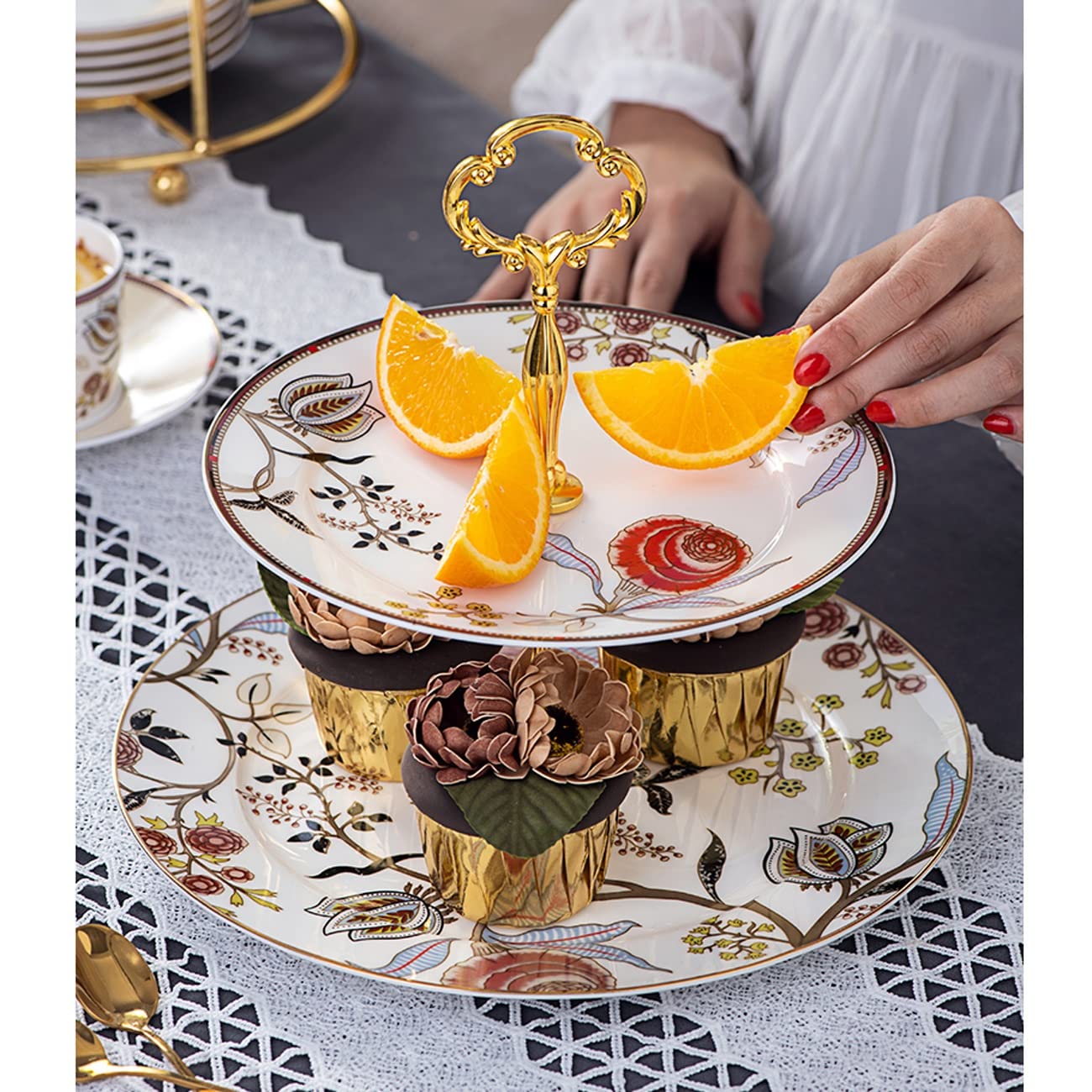 セラミックフルーツプレート、ポータブルデザートテーブル