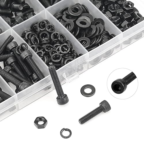 Miniatura 5 de HELIFOUNER 380 piezas M4 x 0.197 in, 0.236 in, 0.315 in, 0.394 in, 0.472 in, 0.630 in, 0.787 in, cabeza hexagonal, tornillos, arandelas, tuercas,