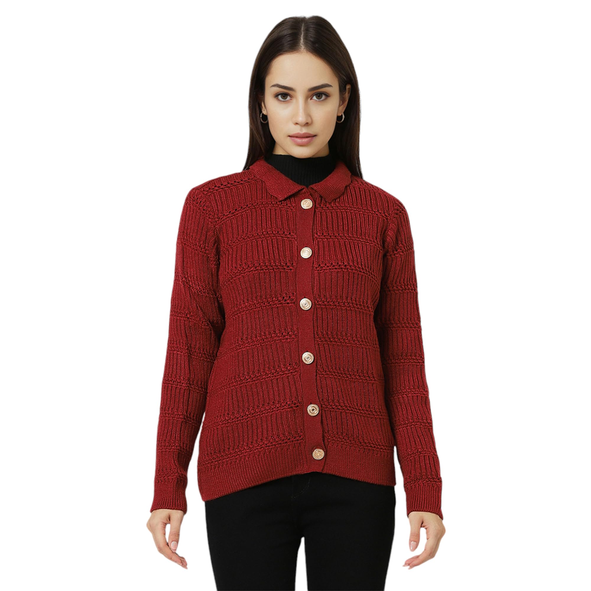 Women's Regular Fit Full Sleeve Button Cardigan
