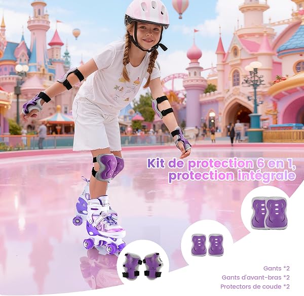 TOMSHOO Patins à roulettes Fille, Roller Enfant Fille avec LED Lumineuse Roues, Rollers Quad Enfant Taille Réglable, pour Débutants Enfants Cadeau - 2