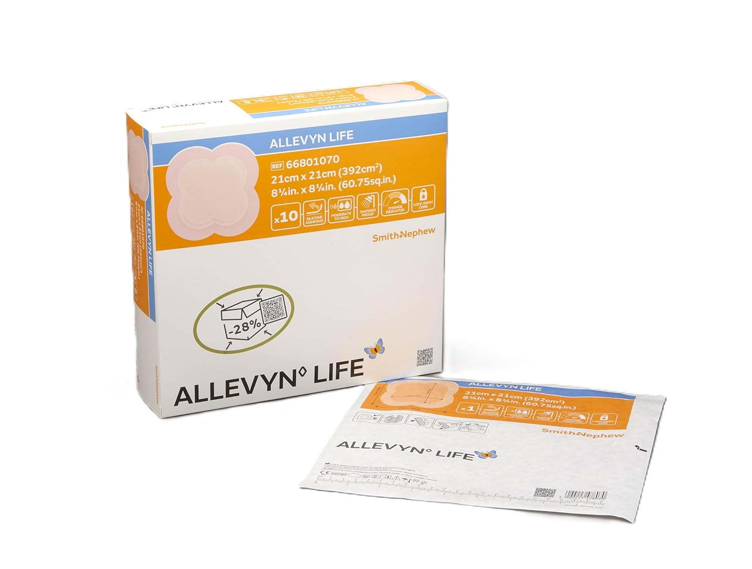 ALLEVYN Life Foam Dressing with Adhesive Border 66801070 8.25X8.25 Inch, Pack of 10