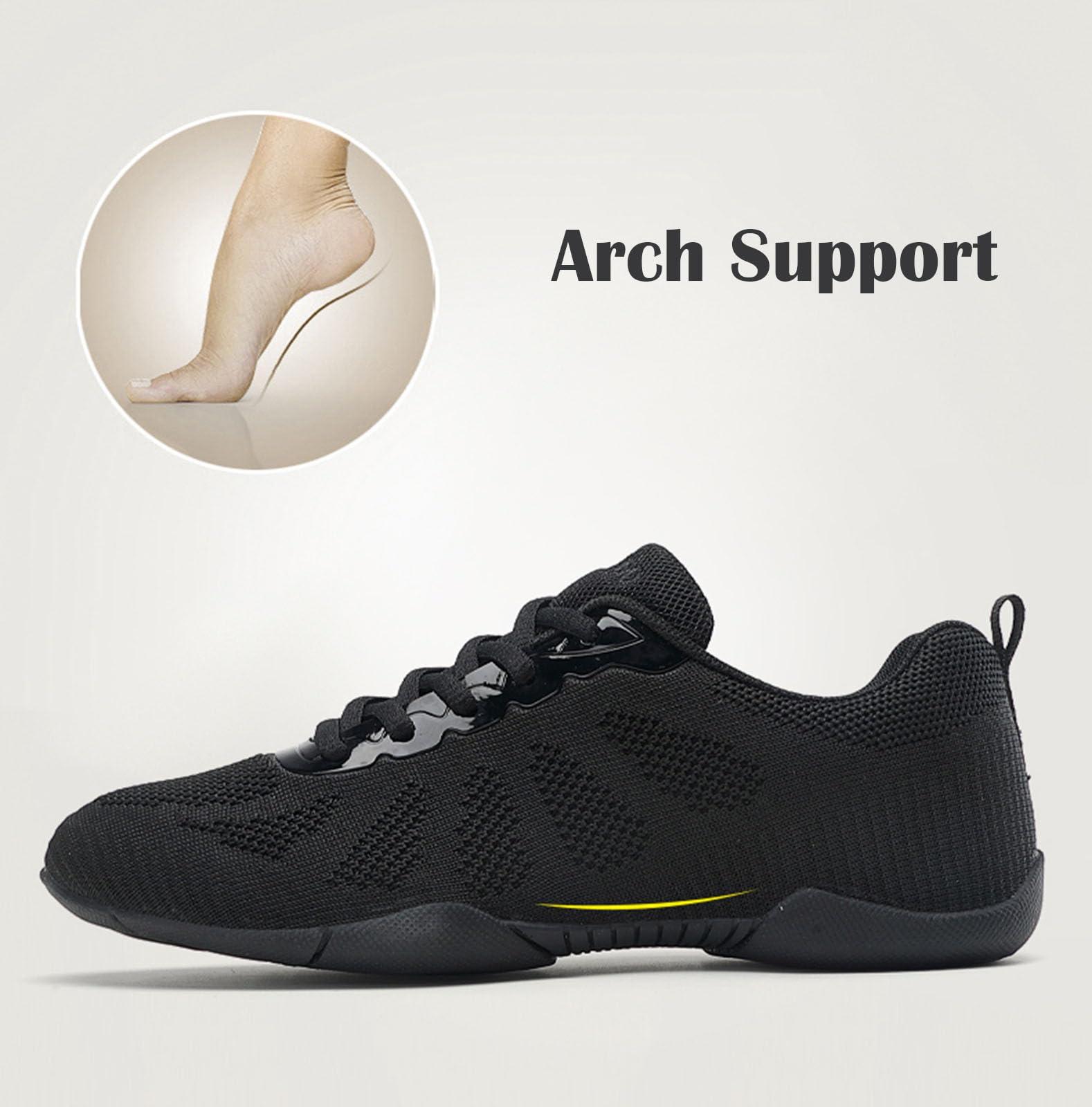 SECHRITE Cheerleading Cheer Schuhe Damen Mädchen Tanz Turnschuhe Dance Sneaker Weiß Jazz Tanzschuhe Yoga Aerobic Schnürschuhe