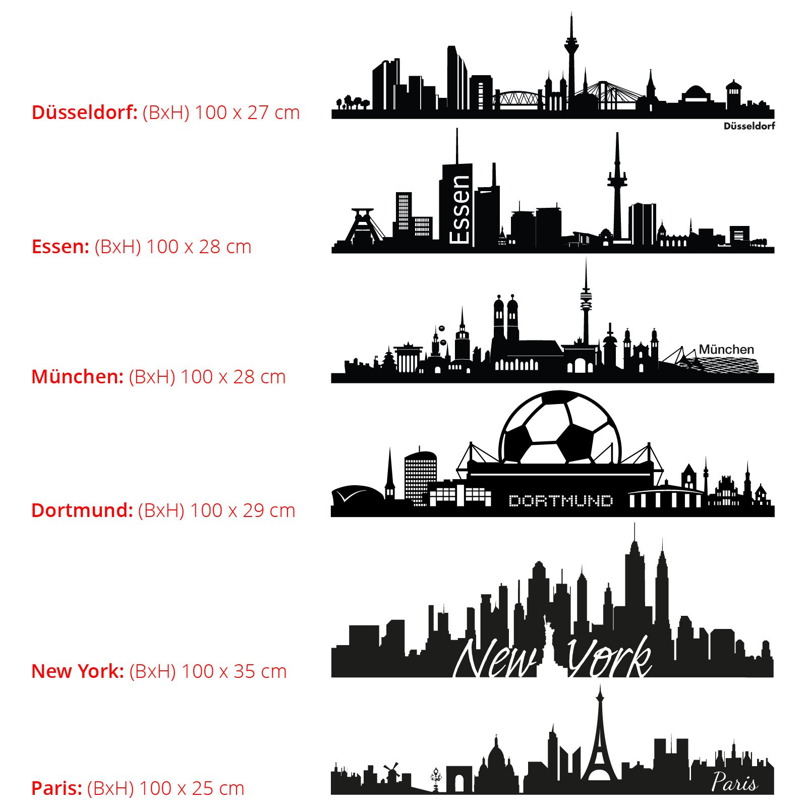 Wandora Graz Design W1366 - Adesivo da parete, motivo panorama di New York, 100 x 35 cm, per soggiorno, autoadesivo