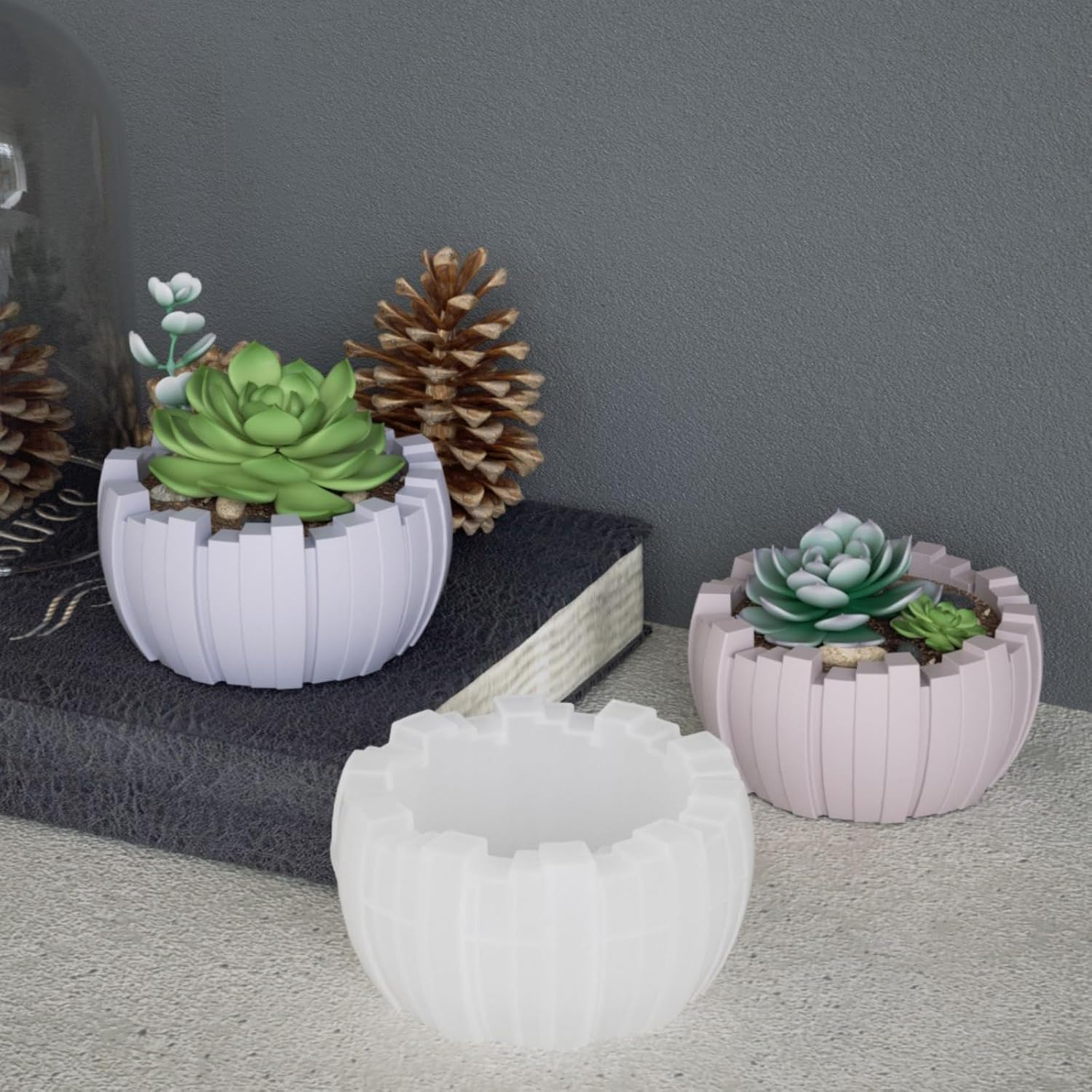 Irregular Vertical Stripes Concrete Flower Pot Silicone Mold Succulent Planter Vase Plaster Cement Clay Mold Epoxy Resin Pen Holder Storage Box Mould