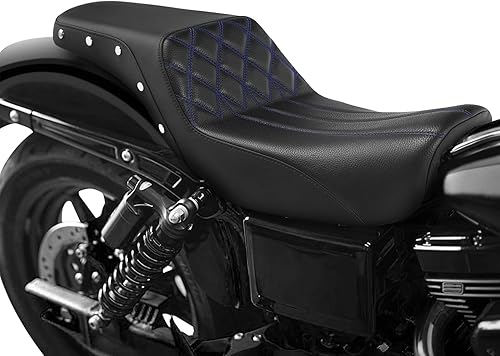 Vista 220 de Asiento de motocicleta para conductor y pasajero, apto para Harley Dyna Wide Glide Low Rider Street Bob Fat Bob FXDF Super Glide Custom FXDC