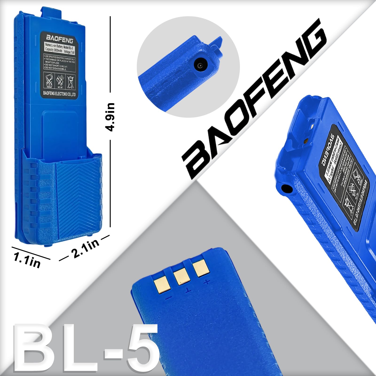 Vhbw Lot De 2 Batteries Pour Baofeng UV-5R – 1800mAh 7.4V Li-ion, Compatibles BF-F8, UV-5RA, UV-5RE, BF-F9, Avec Capot De Protection Batterie Baofeng UV-5R 1800mAh Vhbw