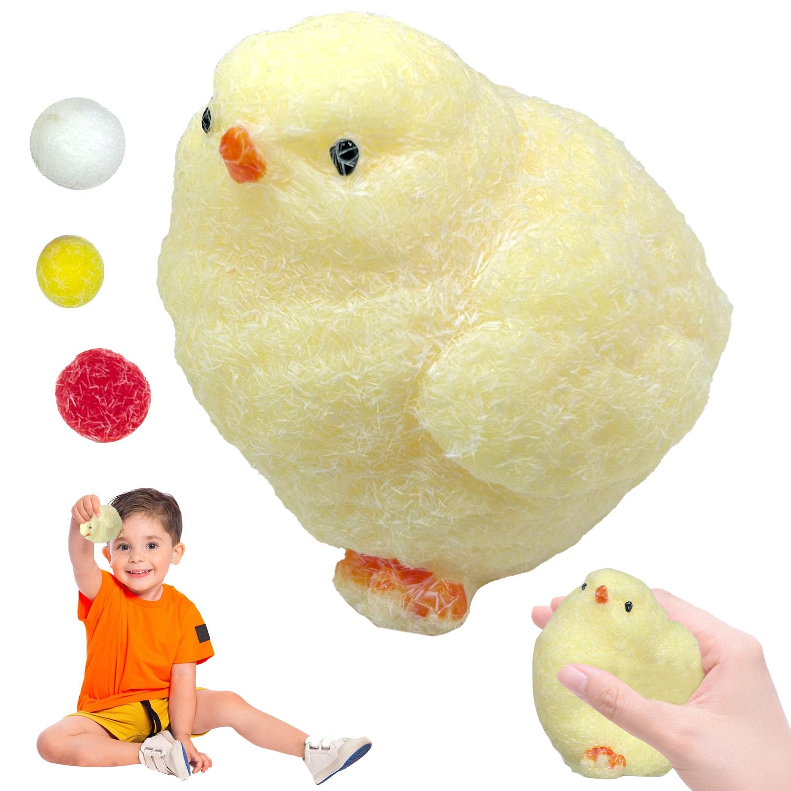 Fortivae Squishy, Giocattoli da Spremere Pulcino, Kawaii Animali Squishys, Fidget Toys Squishies, per Bambini Adolescenti Adulti(Giallo