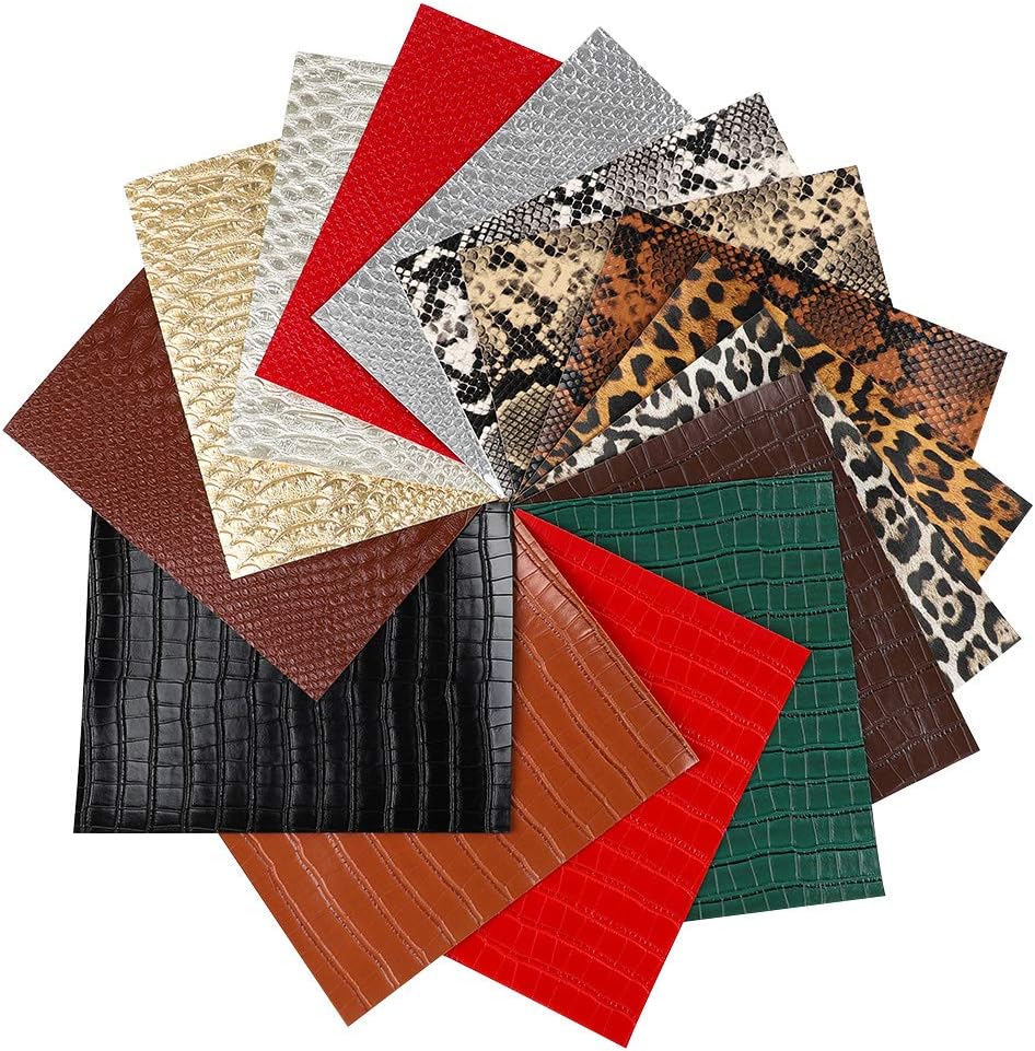 SGHUO 15pcs Faux Leather Sheets Embossed Fabric Sheets for Making Earrings, Hair Bows, Keychains and DIY Valentine's Day Craft (6.3 Inches x 8.3 Inches）