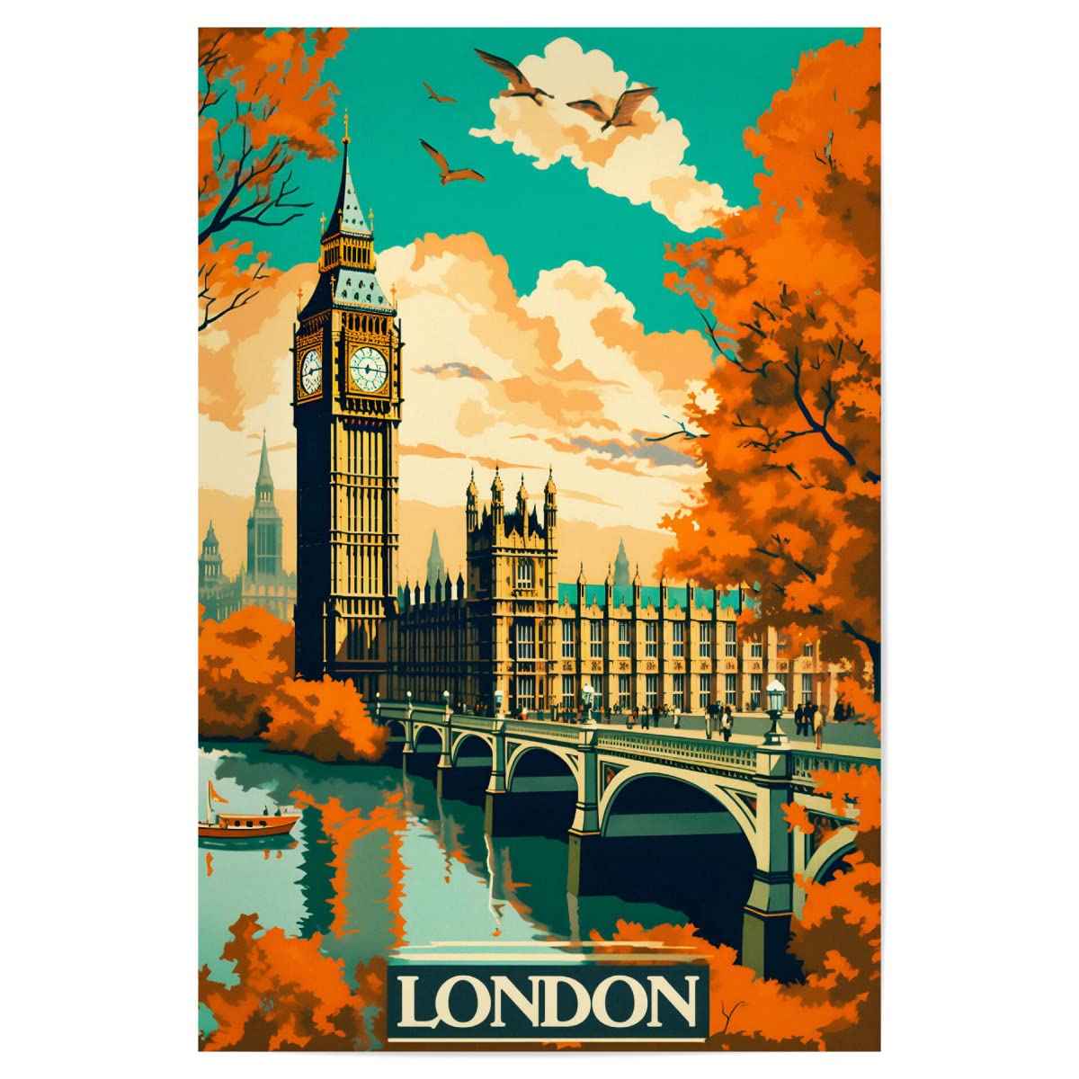 artboxONE Poster 150x100 cm Städte/London Willkommen in London - Bild minimalismus Digitale kunstwerke herbstkunst