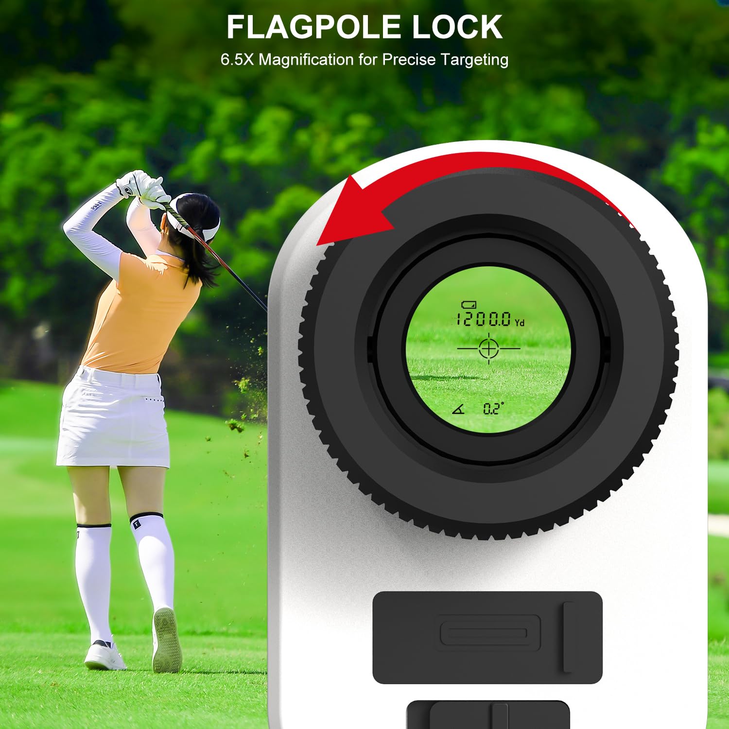 HANMATEK GR1200 Golf-Entfernungsmesser mit Neigungsmessung,Flaggen-Lock-Funktion und Vibrationsalarm,6,5-fache Vergrößerung,Reichweite 1200 Yards,Wiederaufladbarer Akku für Männer und Frauen