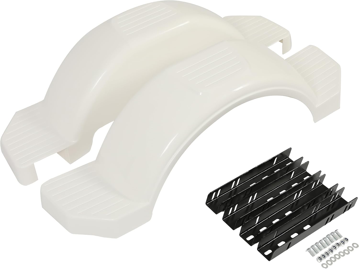 ECOTRIC Set of 2 Single Axle Trailer Fenders 13" Wheels Tire Skirt Boat 33.27" long x 7.28" wide x 7.09" tall 300 lbs (White)