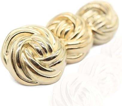 Floral Gold Metal Shank Buttons Set of 12 Piece - 3 Size Options - Premium Floral Round Wave Metal Shank Buttons for Men Women Blazer Coat Uniform Shirt Suit and Jacket Sewing Craft DIY 20mm, FLR9332