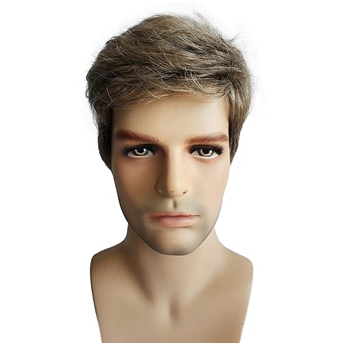 Miniatura 7 de Hombres Corto Recto Peluca gris sintético Pelucas Naturales para hombres moda wiginway