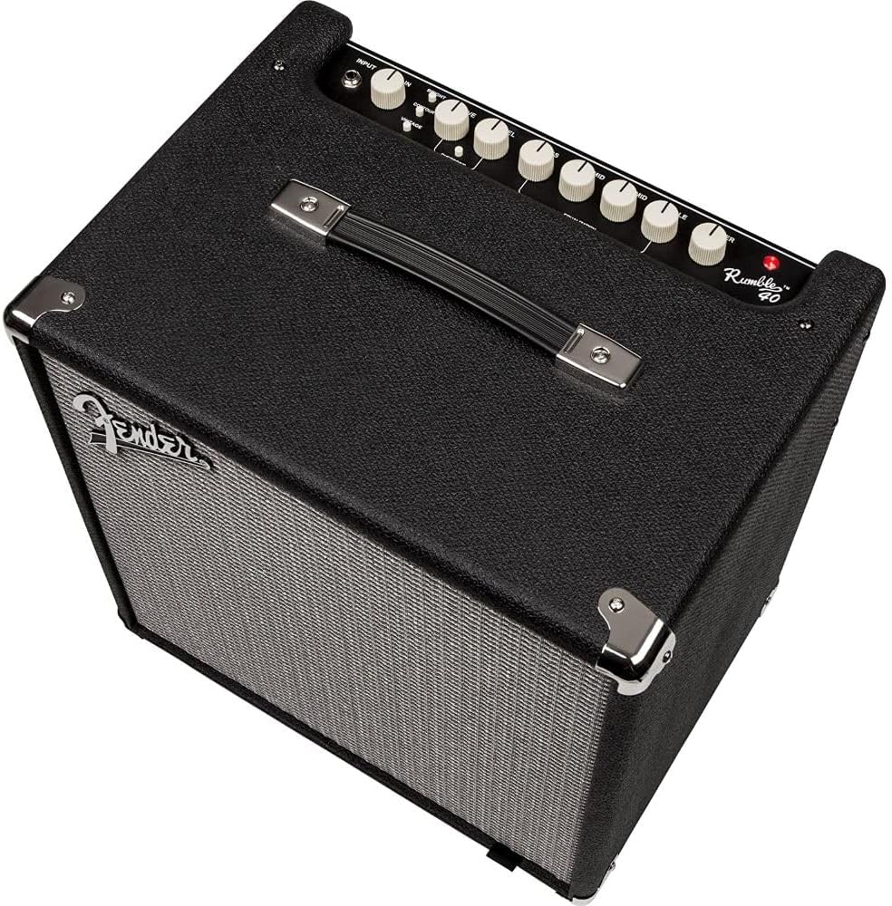 Fender Rumble 40 (V3) Bass Amplifier Bundle with Fender Joe Strummer Instrument Cable (13ft) Straight/Straight, Drab Green