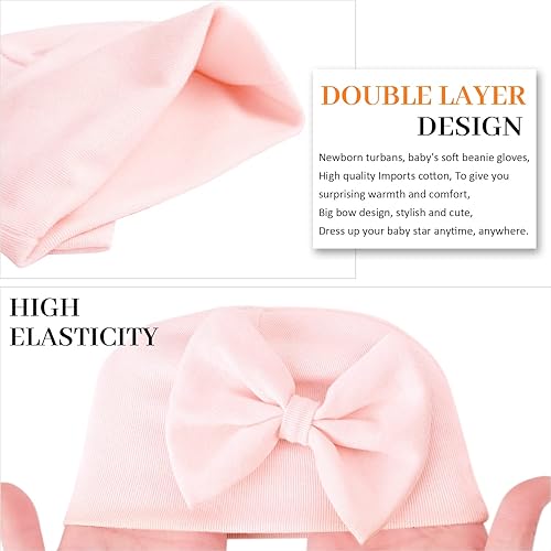 Miniatura 4 de Conjunto de guantes de gorro para recién nacido, gorro para primavera, verano, otoño, invierno, sombreros para recién nacidos, algodón