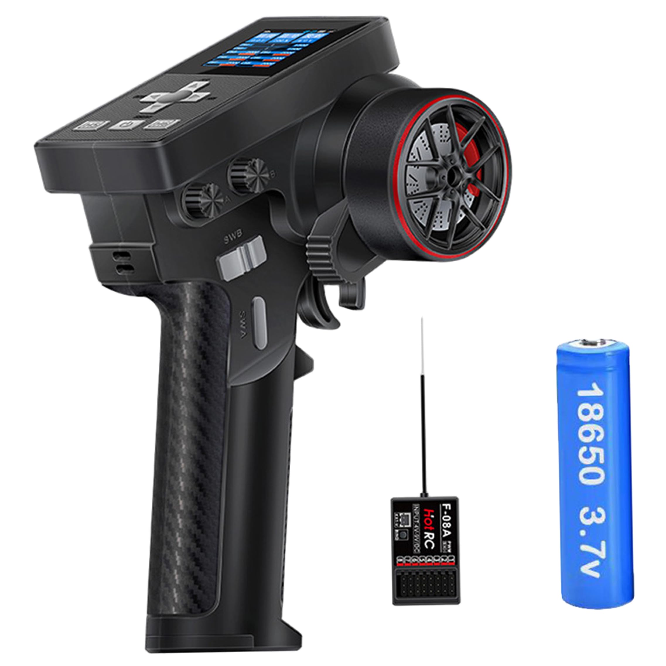 Aetherize Rc Transmitter And Receiver Kit 8-channel 2.4ghz Rc Controller With Color Screen, Long Range Control For Remote Control Crawlers, Tanks & More (black) Transmitter And Receiver