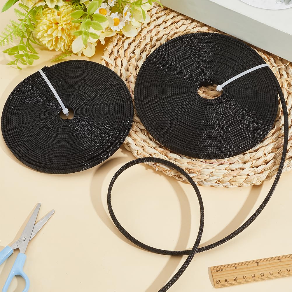 CALFOVERA 20m 2 Sizes PE Cable Protectors Expandable Braided Sleeving Tubing Flexible Wire Mesh Sleeve Loom Black Wiring Harness Cord Wrap Cover - Image 4