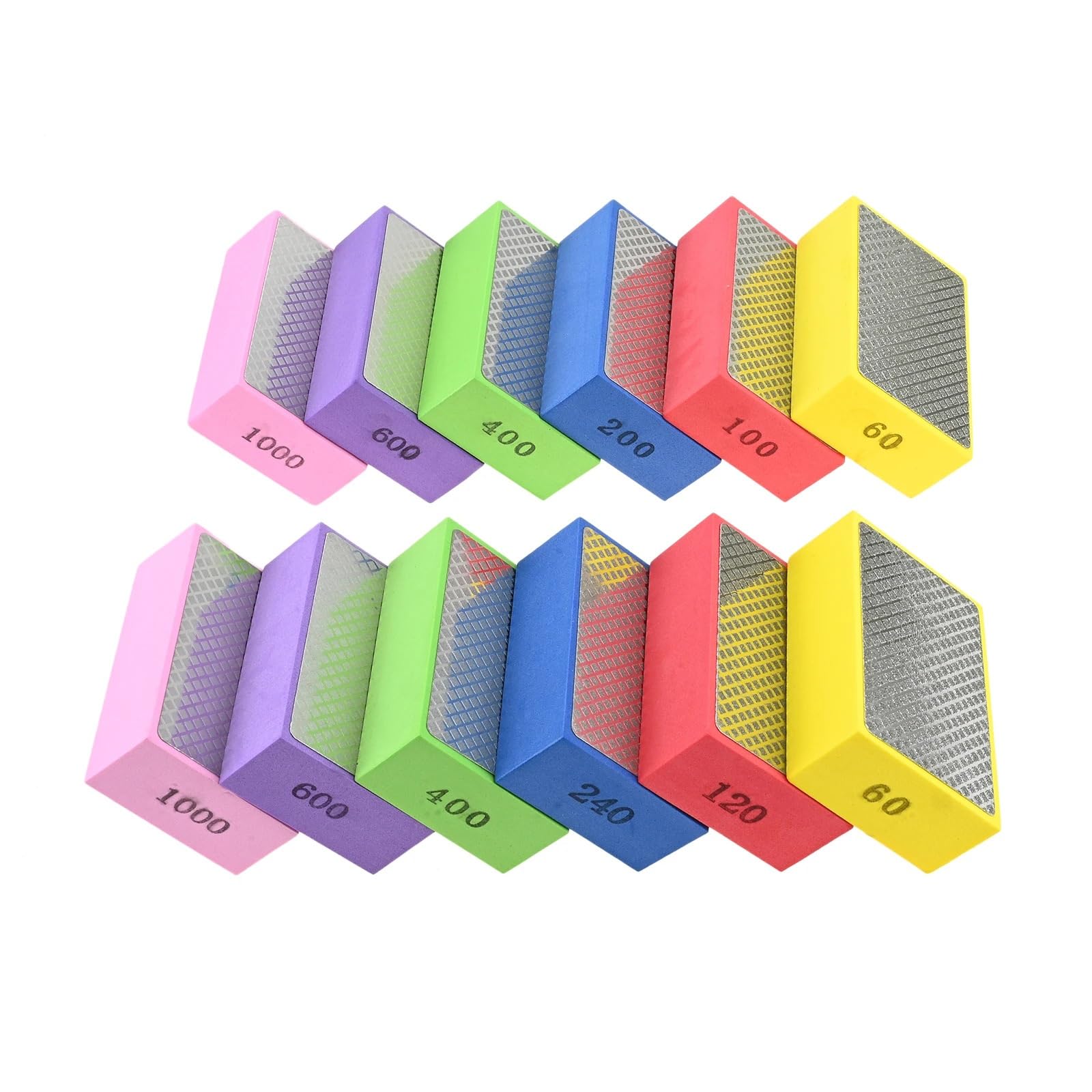 6 unids/set almohadillas de pulido a mano esponja diamante 60-1000 almohadilla bloque molienda abrasiva lijado en seco y húmedo para mármol azulejos vidrio(Model B)