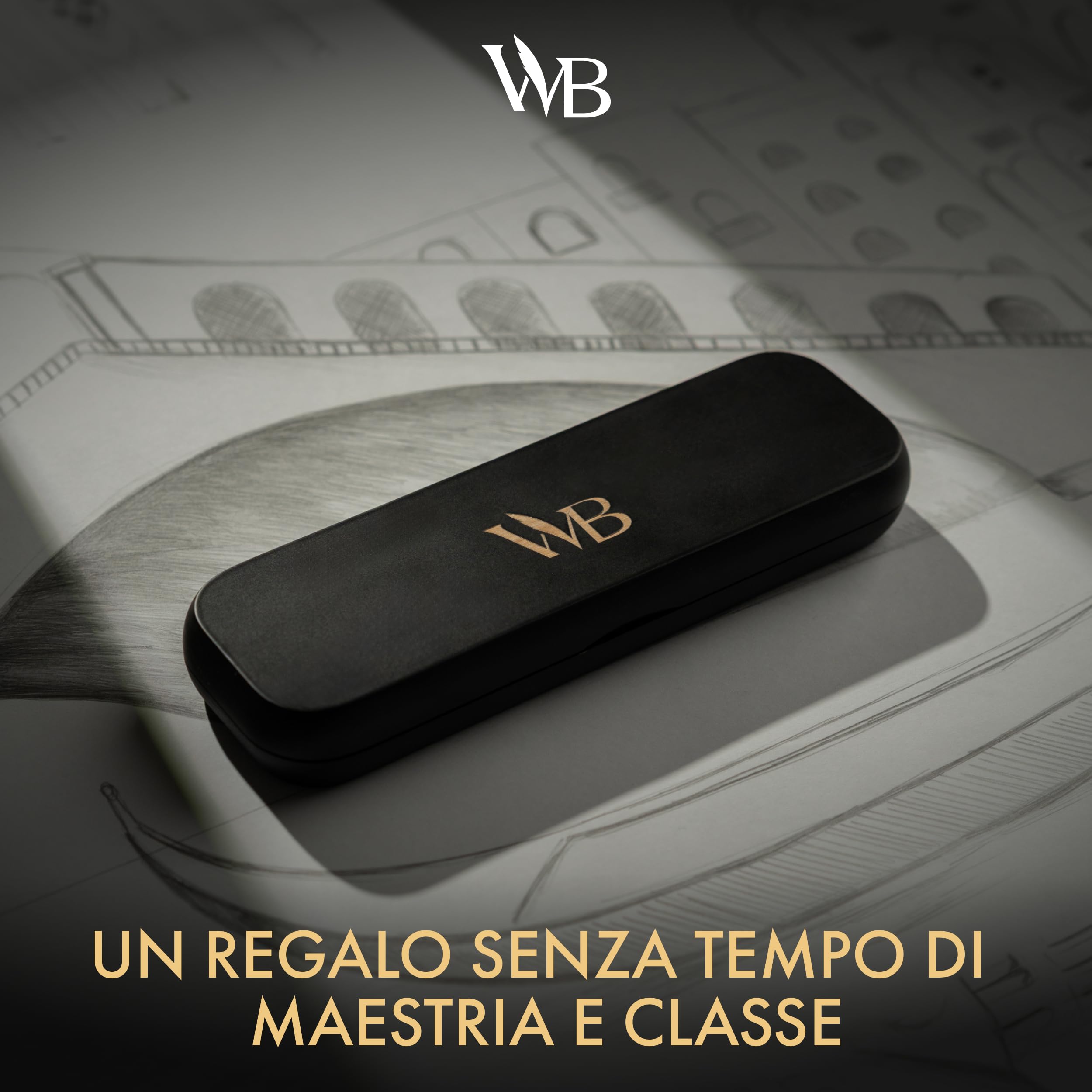 Wordsworth & Black Set Matita a Scatto Bambù 0,7mm – Meccanismo Rotazione – Scrittura e Disegno Professionale – 20 Mine HB, Confezione Regalo [Legno Nero]