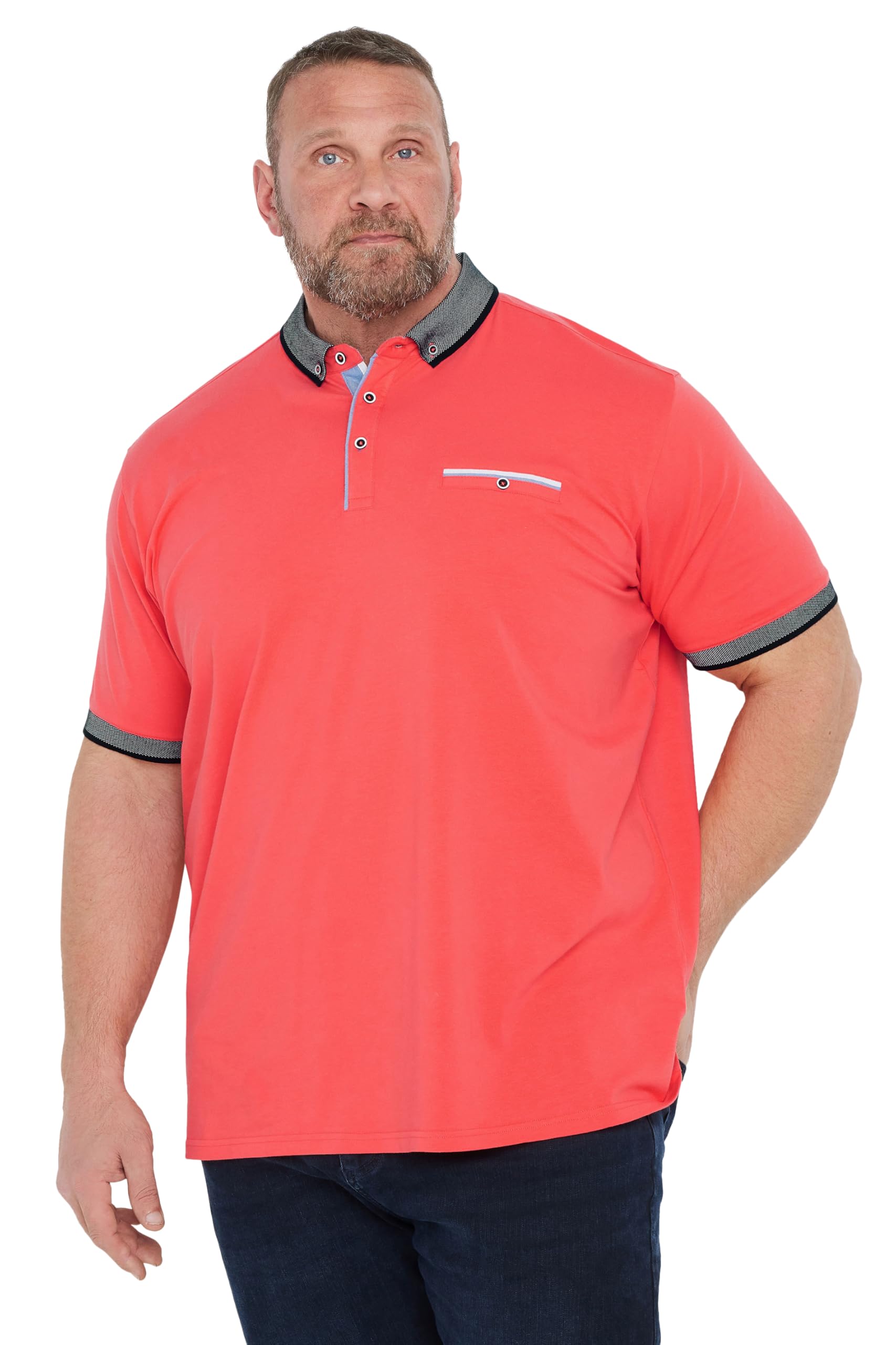 BadRhino Big & Tall Chambray Polo Shirt - Men's - Plus Size Curve Orange