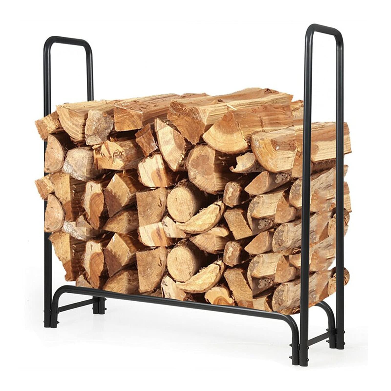 Culle portalegna Portalegna in Metallo, Porta Legna da Camino, Impilatore per Legna da Ardere da Interno Ed Esterno da Giardino E Cortile, 124x36x123cm