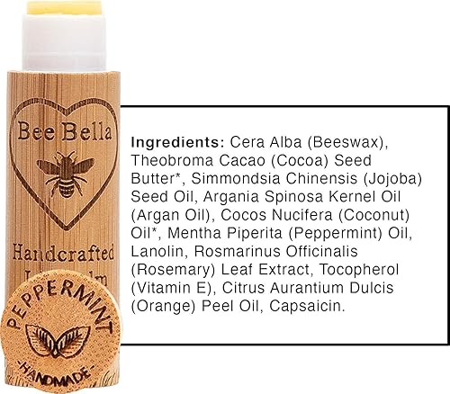 Miniatura 10 de Bee Bella Bálsamo labial, aroma de vainilla y lavanda, cuidado de labios hidratante, 100% natural, cera de abeja con vitamina E, hecho a mano en